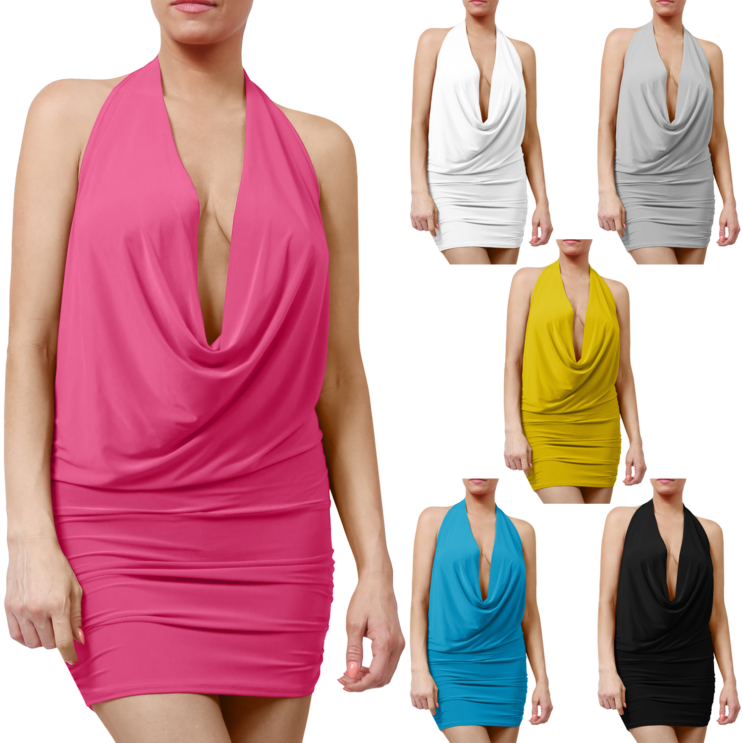 NE PEOPLE Women Lightweight Deep V Neck Halter Sexy Classy Evening Dress NEWDR59