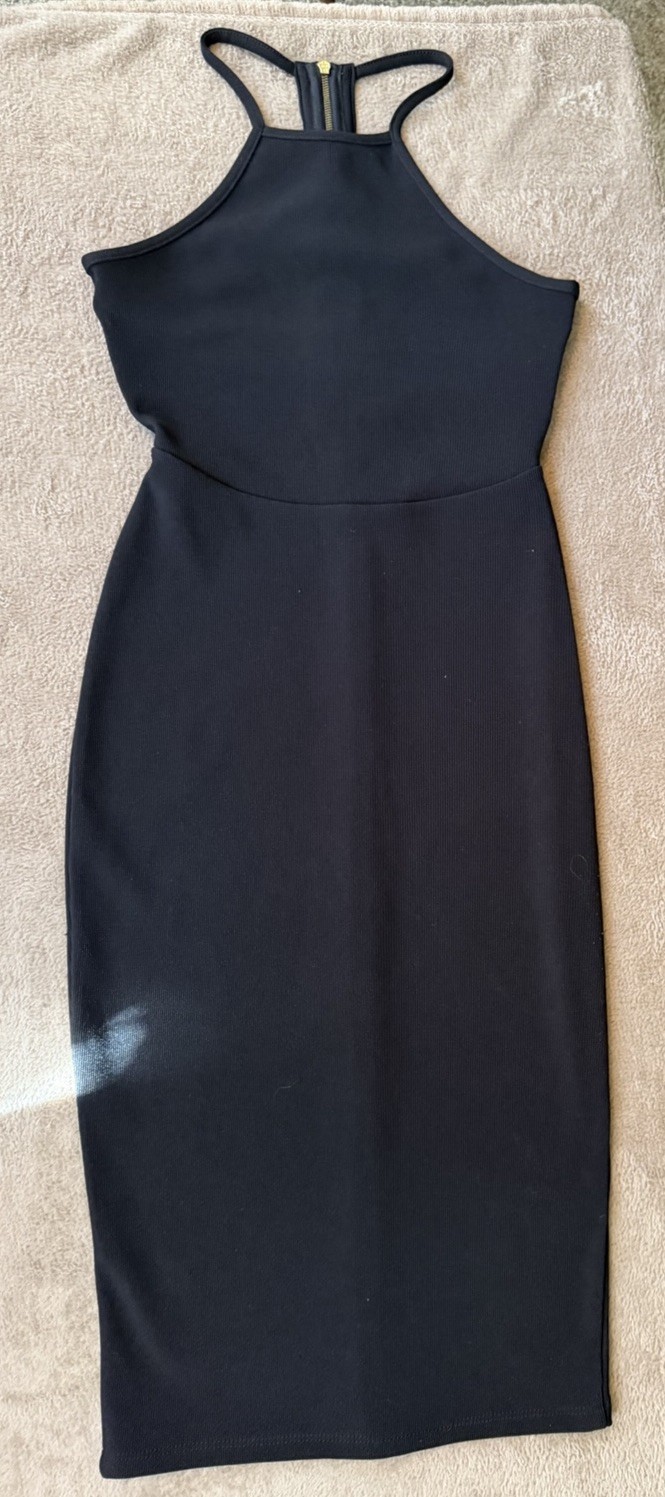 Express Black Halter Neck Sleeveless Stretch Bodycon Pencil Knee Dress Size S