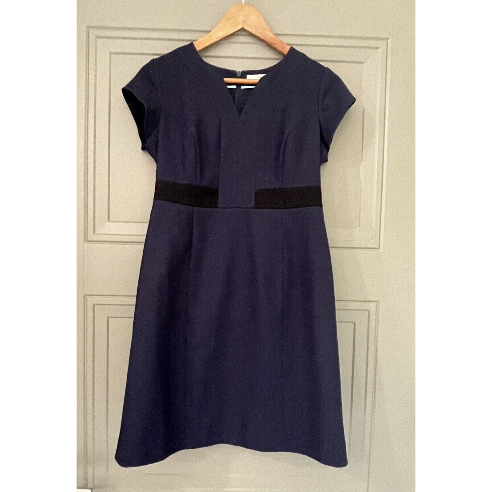 Boden Navy Blue Tapestry Sheath Dress 6 p petite 6p