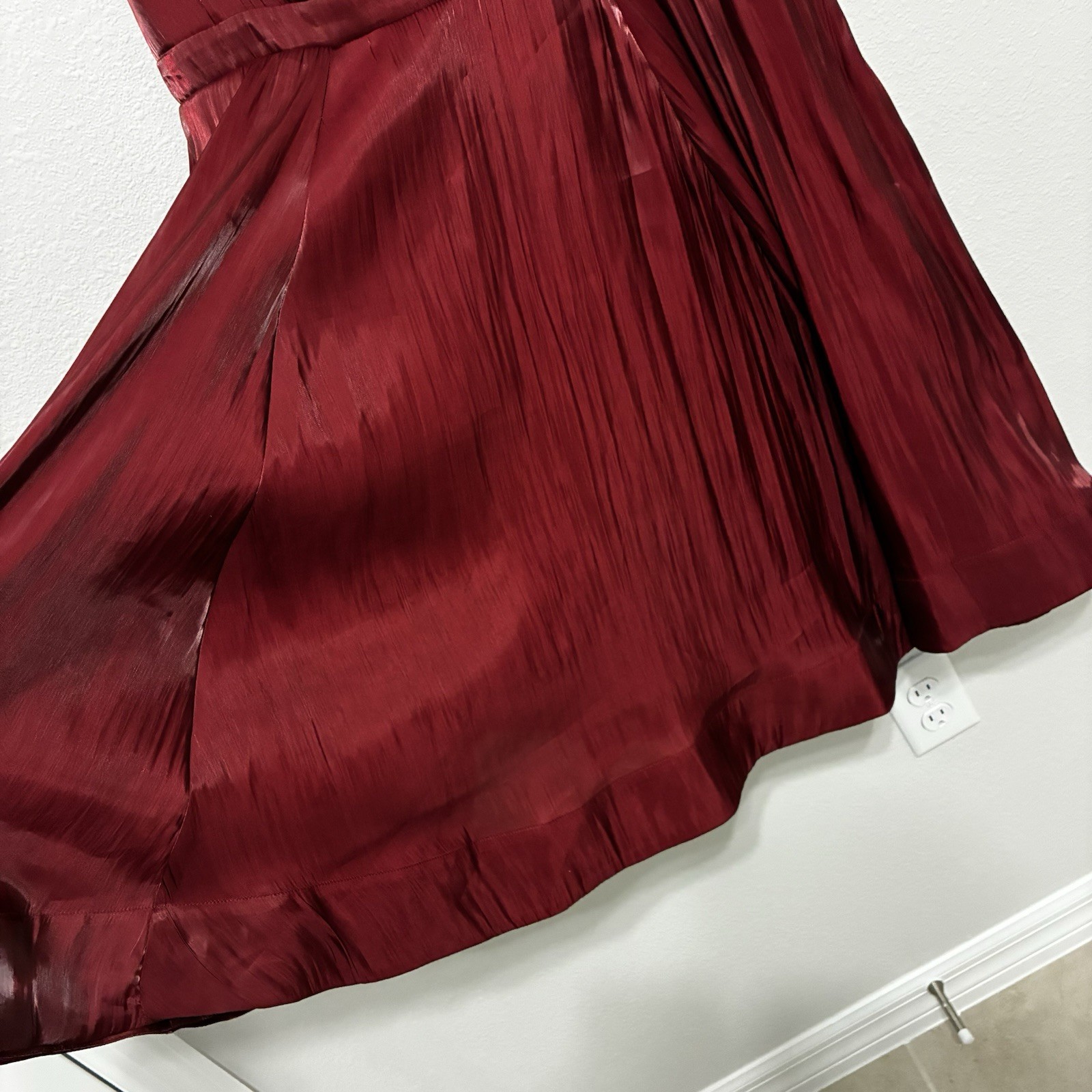 Torrid Dark Red Pleated Fit & Flare Dress 12 Mini V-Neck Spaghetti Strap