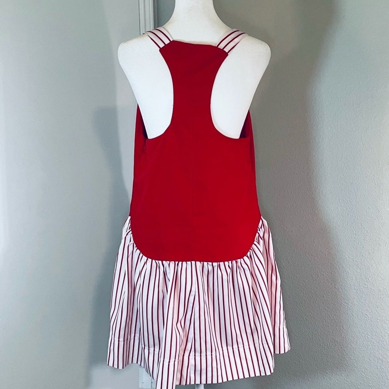 NWT FISOEW Red & White Striped Drop Waist Mini Dress Size S
