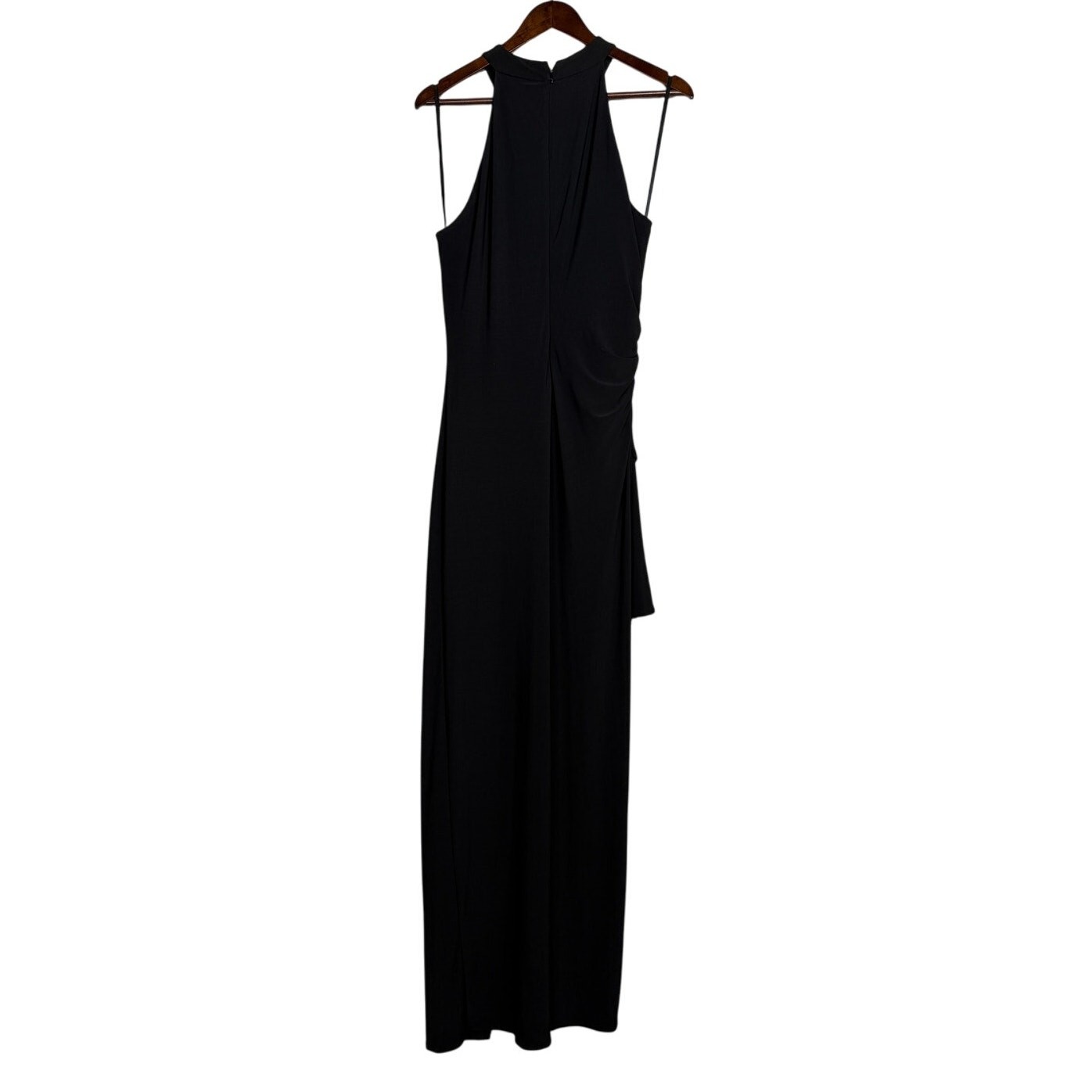 Laundry by Shelli Segal Sleeveless Mock Neck High Low Gown Back Zip Up 10 Black