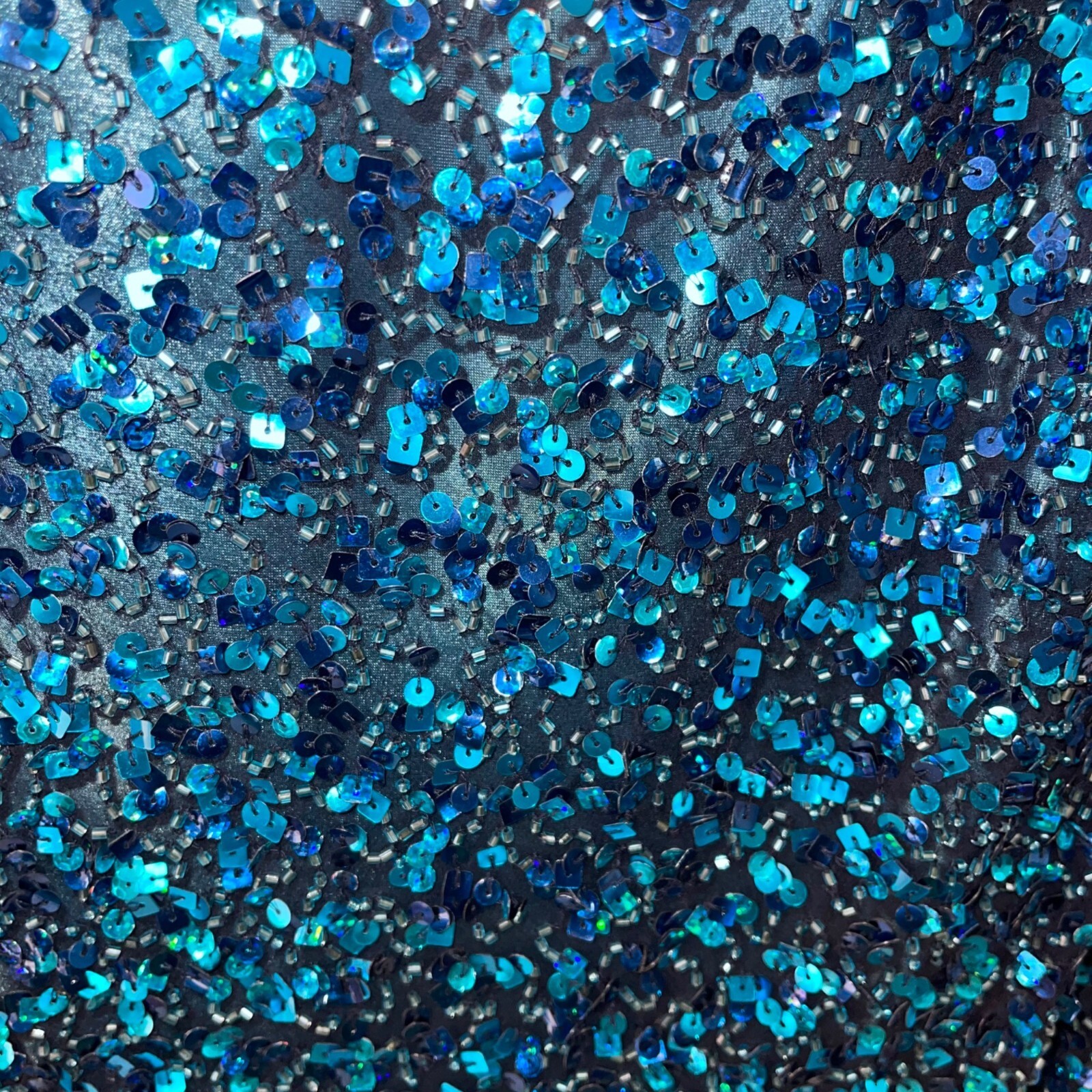 Scala Mini Dress Sequin Vintage Womens Size Large Blue Beaded Lined Pure Silk