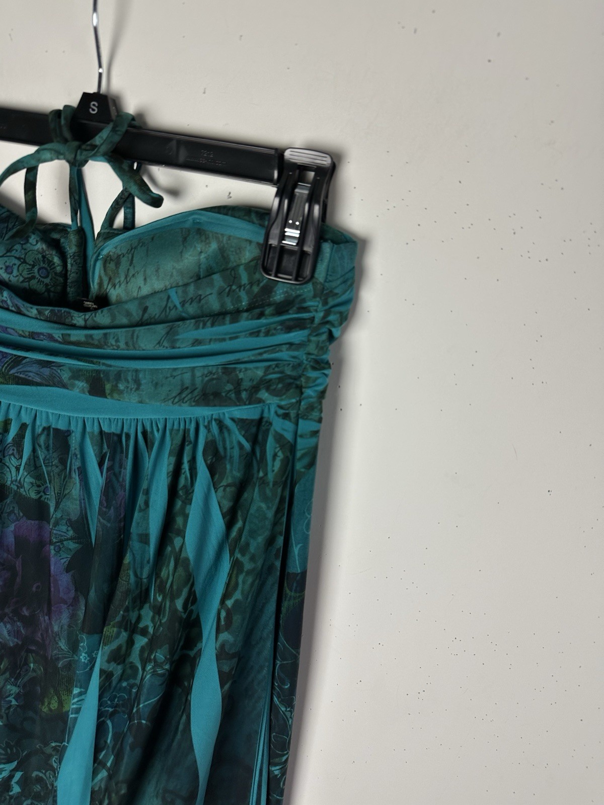 Vtg City Triangles Halter Dress Green Abstract Y2K 90s Whimsigoth Forest Fairy M