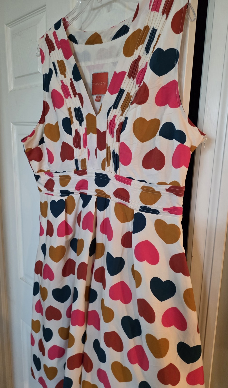 Modcloth Surely Sweet Heart Pattern Sleeveless Fit Flare Dress XL
