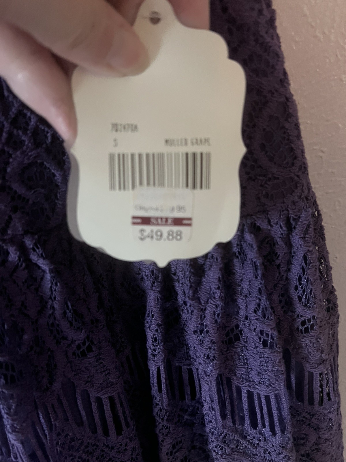 NWT Altar’d State Dark Purple Lace Halter-neck Skater Dress Lace Overlay Size S
