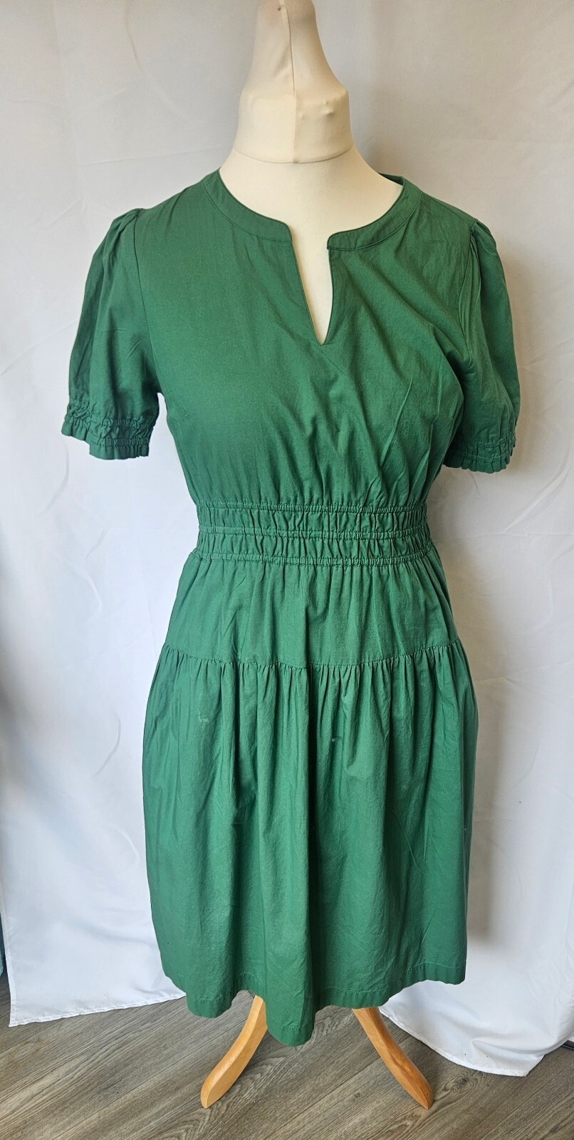 Seasalt Cornwall Petite Organic Cotton Green Dress UK 12 EU 40 US 8