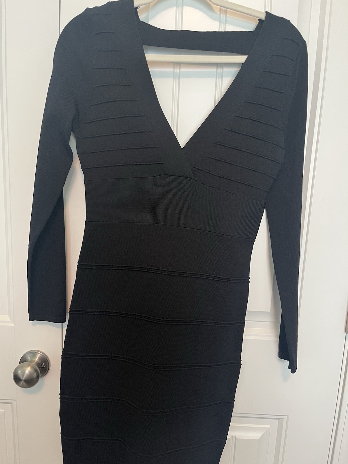 Arden B Black Long Sleeve Bodycon Tight Sexy Dress Open Back Size M