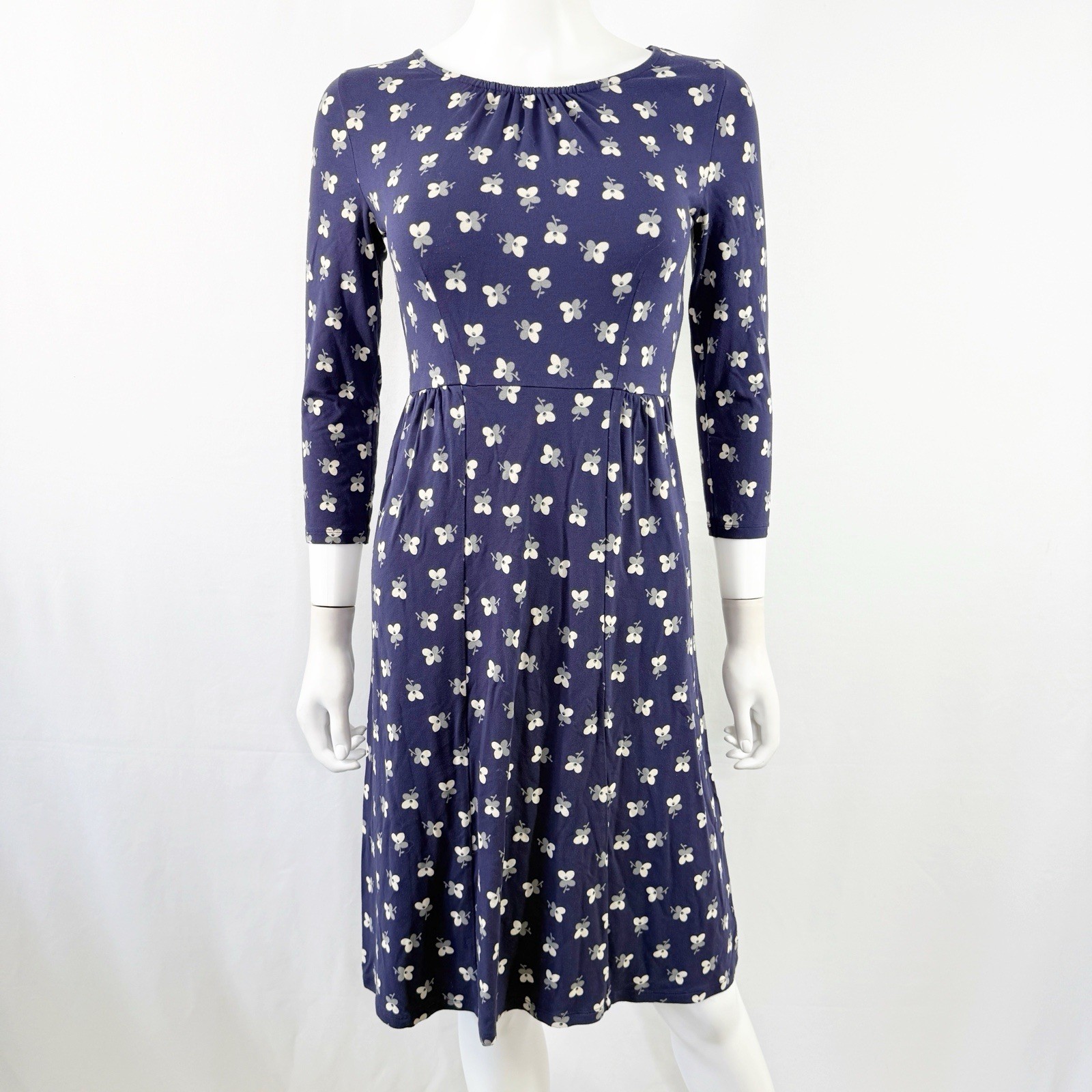 Boden Navy Blue Floral Dress Size 4 Casual Classic Summer Comfortable