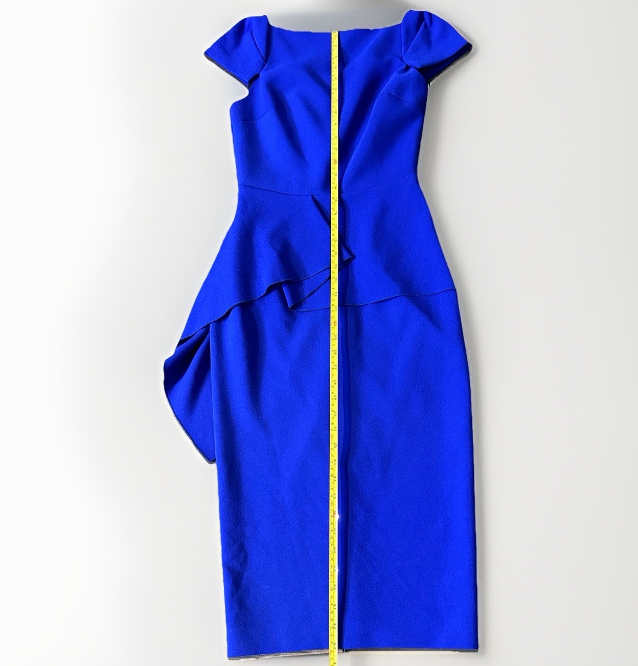 Roland Mouret Aldingham Asymmetric Crepe Peplum Blue Dress 4