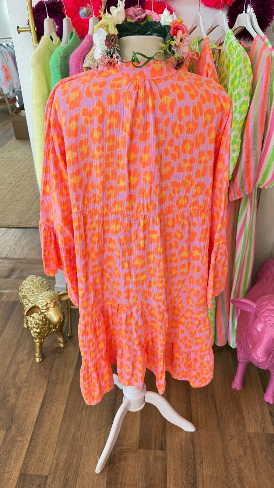 Muslin dress smock blouse onesize 38 40 42 Leo orange lilac yellow