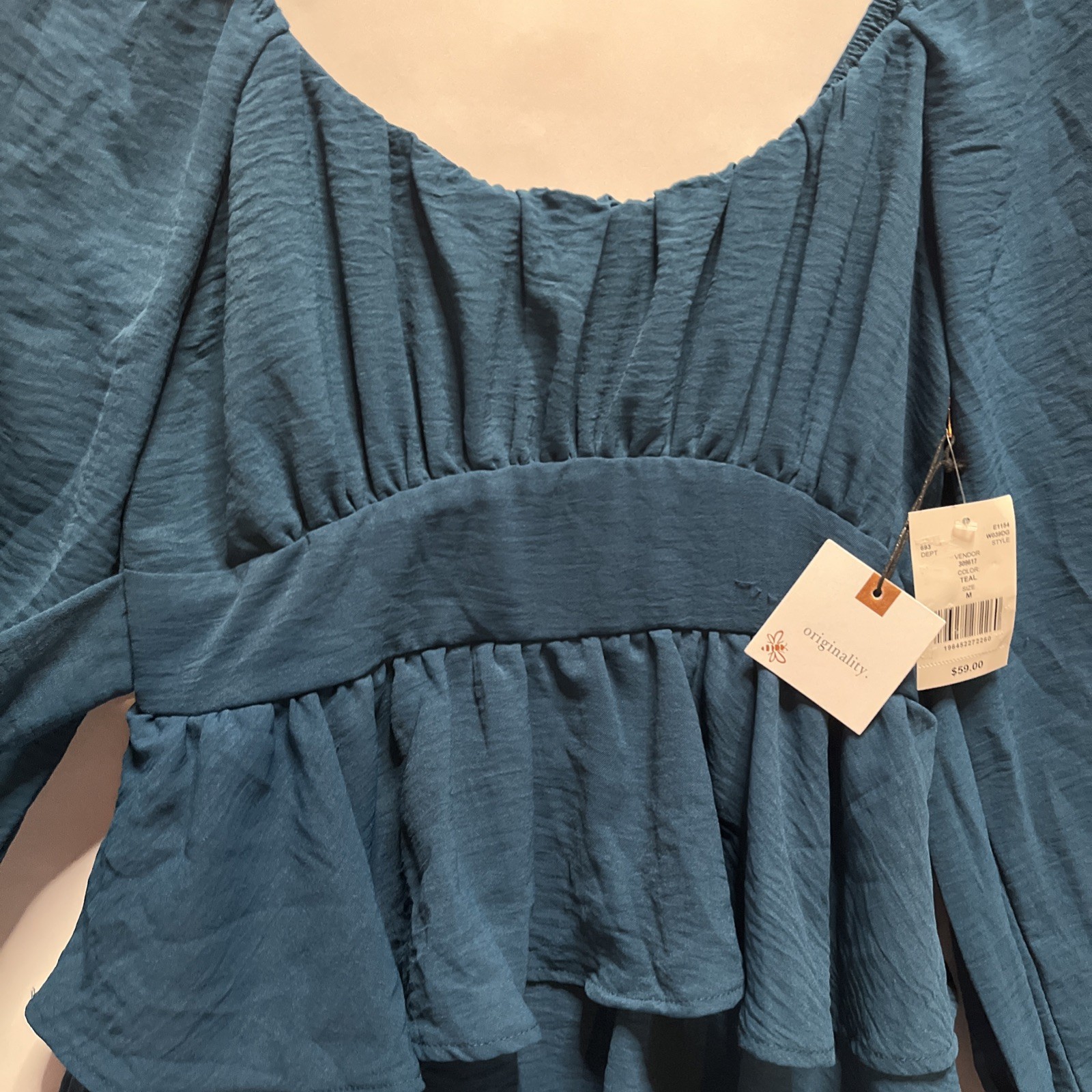 Originality Women’s Boot Barn Exclusive Solid Long Sleeve Mini Dress Teal Size M
