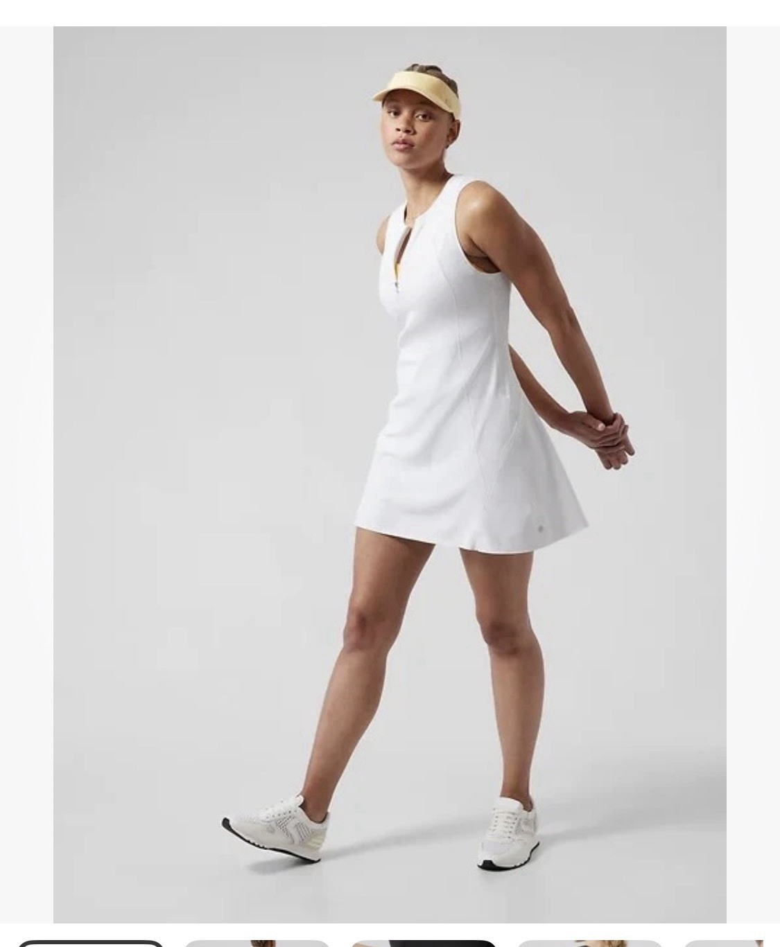 ATHLETA Ace Tennis Golf Dress 1/4 Zip Sleeveless Back Pocket White XL