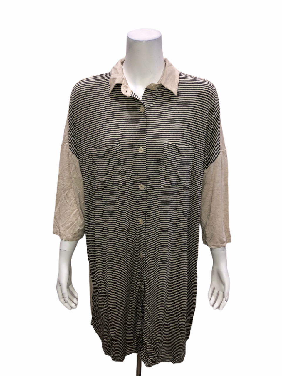 Cuddl Duds Softwear with Stretch Hi-Low Sleep Dress with Collar Large Size