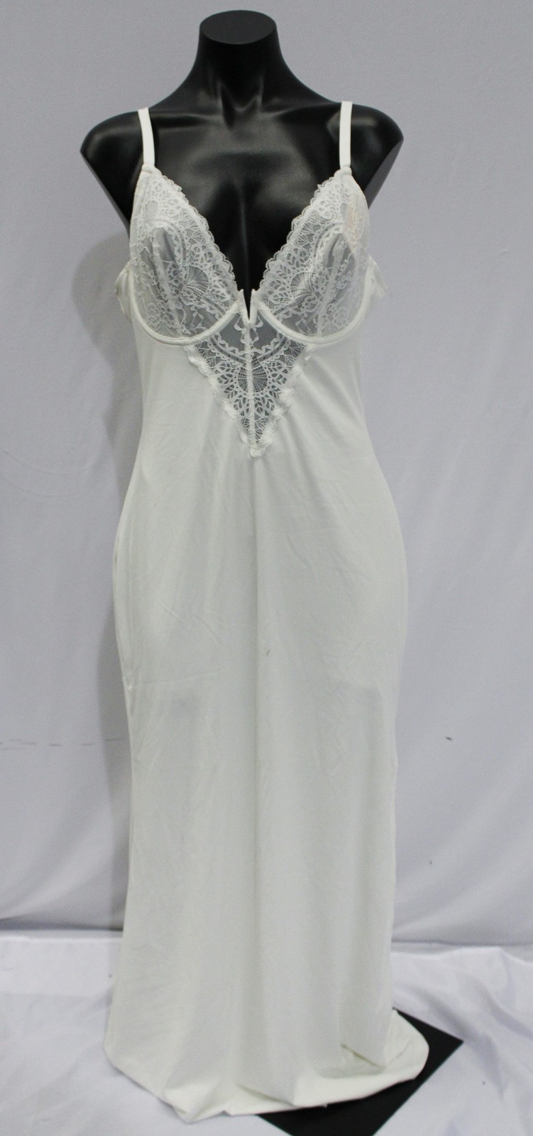 Popilush Womens Lace V-Neck Side Slit Slimming Maxi Slip Dress BE5 White Size XL
