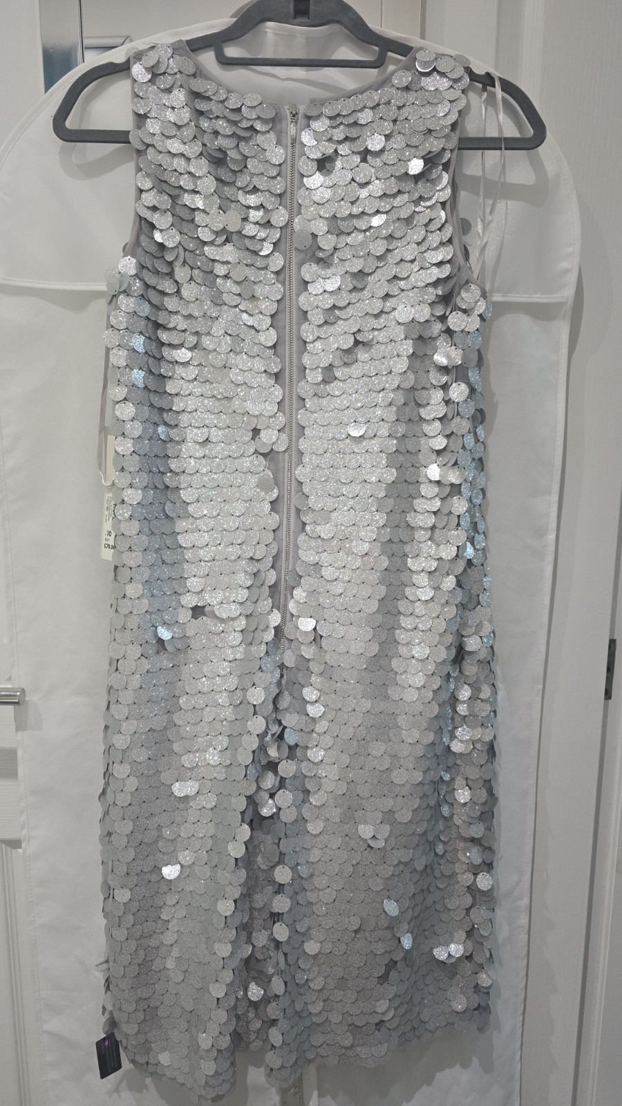 Roman Silver Sequin Shift Party Christmas Dress Size 10 UK Brand New With Tags