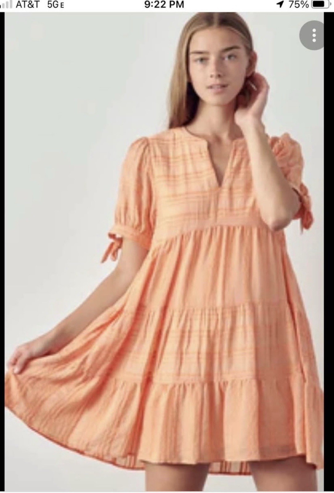 NWT! Adorable Tie Sleeved Peach Babydoll Dress By Altar’d State Size Medium