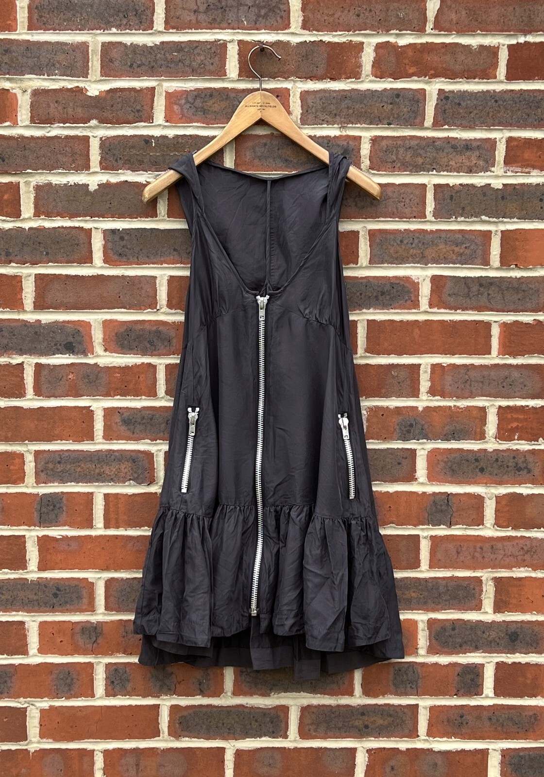 All Saints Ladies LAURETTE Hooded Silk zip up dress Dress UK10 US6 EU38