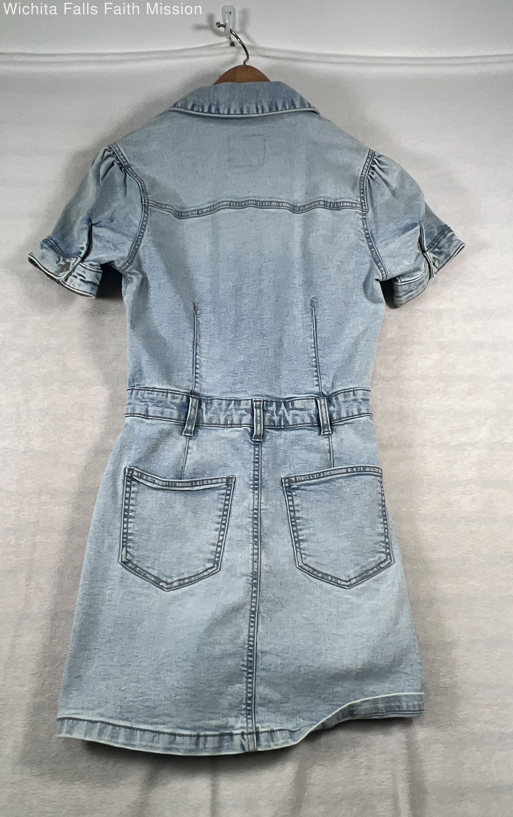 Celebrity Pink Women’s Light Wash Button Front Denim Mini Dress Size S