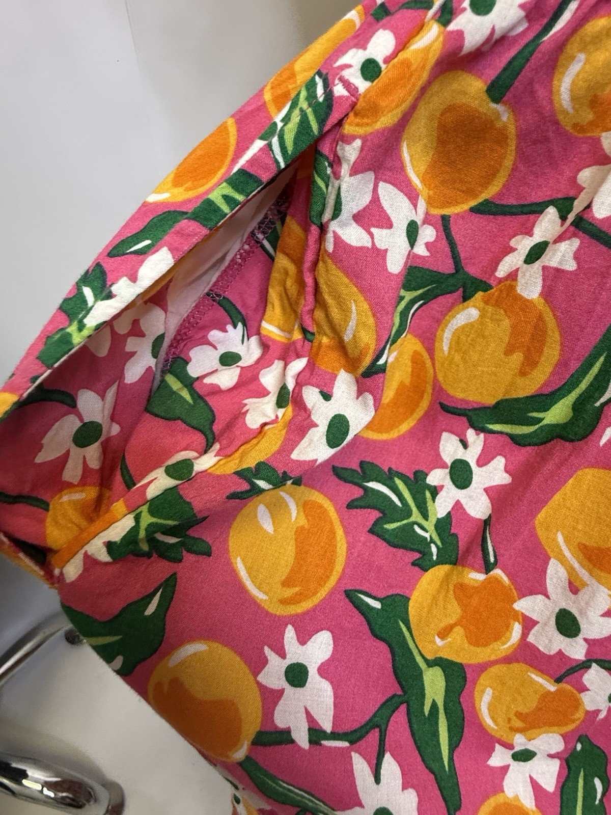 Draper James Women’s Floral Smocked Midi Dress Pink Orange Size M