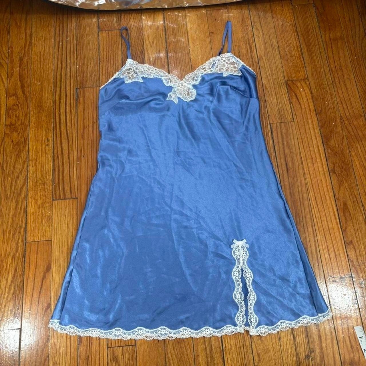 Victoria’s Secret light blue lace slip dress white lace size M