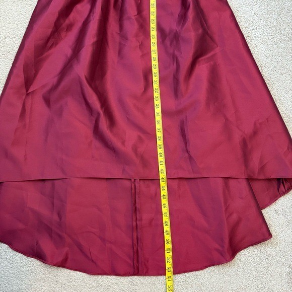 Alfred Sung D699S Strapless Hi-Low Gown Burgundy 8