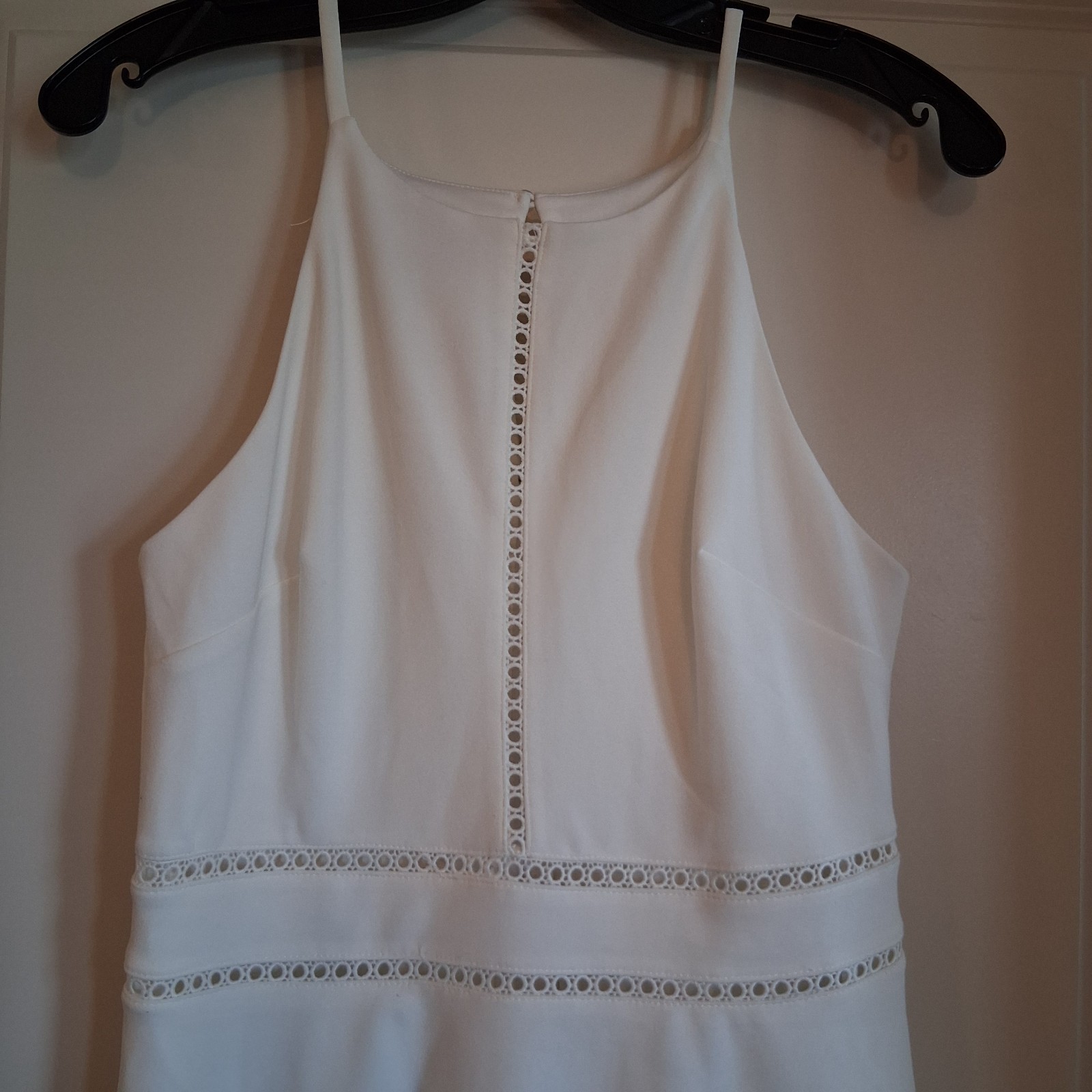“By & BY” Juniors White Lined Summer Halter Dress Size 9 Polyester & SPANDEX