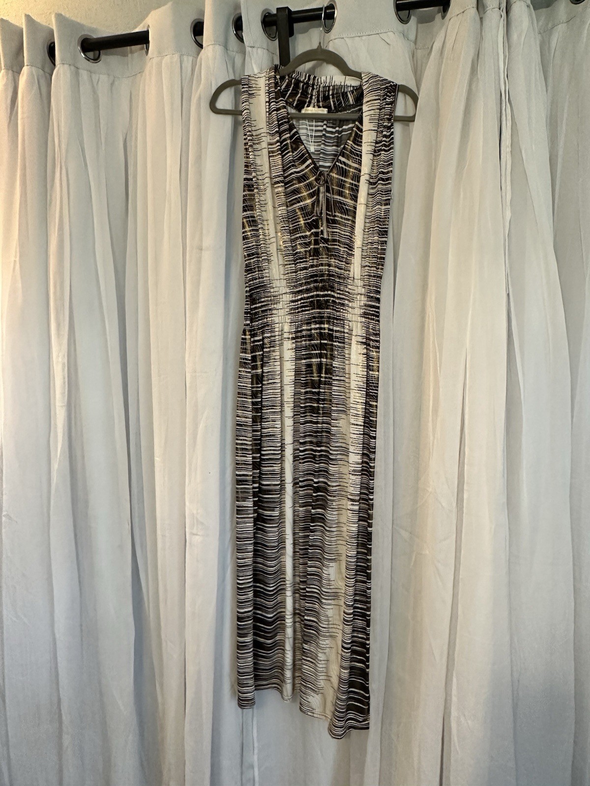 Seven Islands Brown, Cream And Gold Sleeveless Maxi Dress