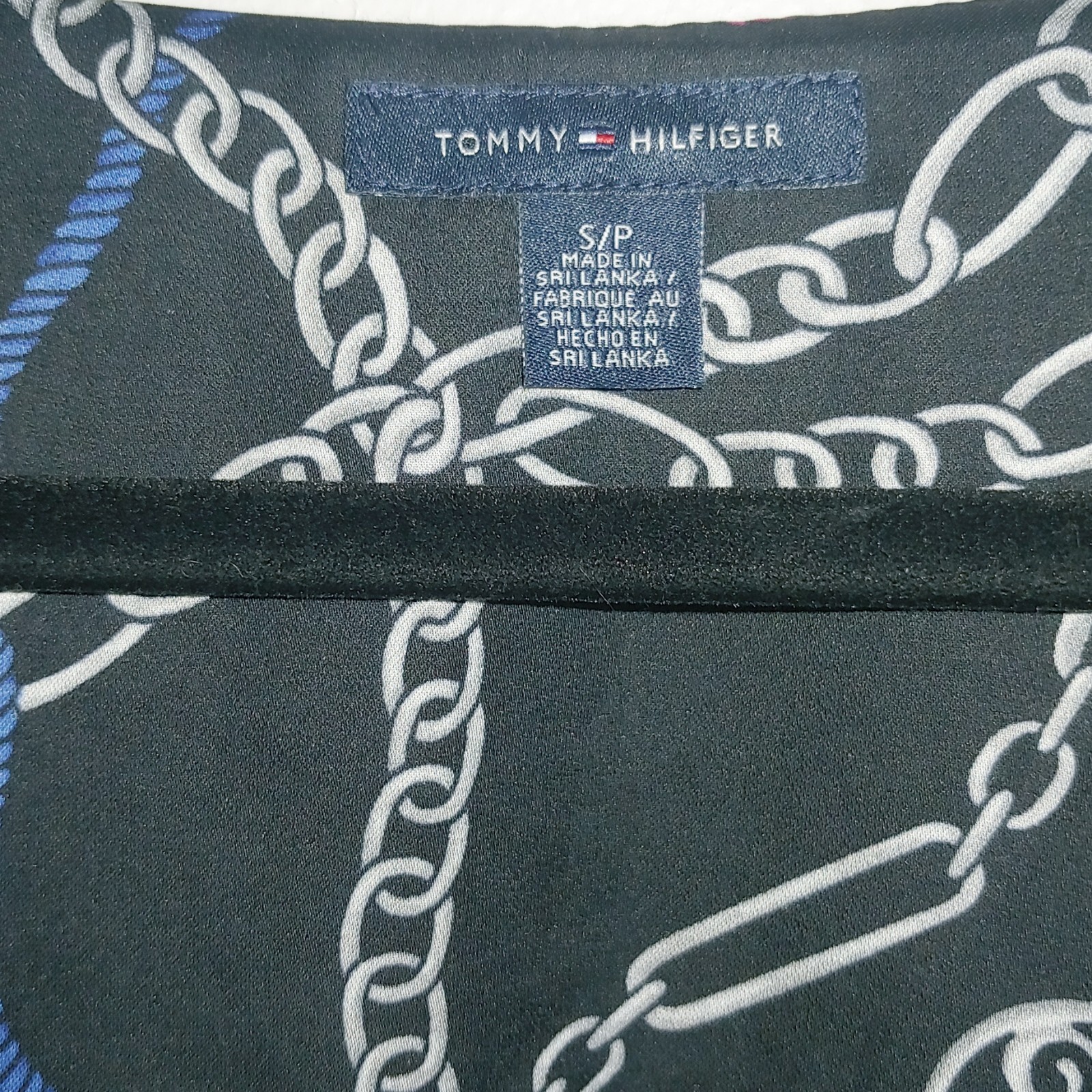 NWT Tommy Hilfiger Black Chain Link Tassel Print Dress Size Small S $129.50