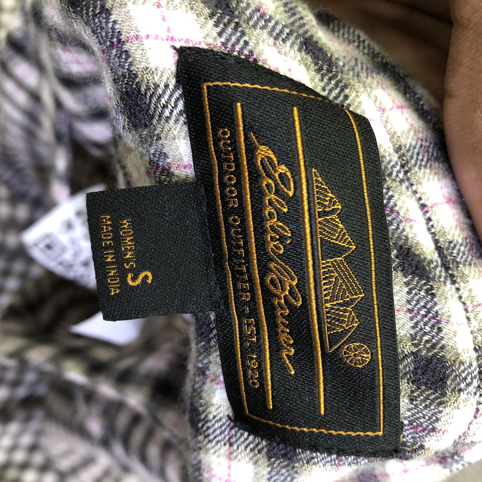 Eddie Bauer Shirt Dress Womens Small Black Plaid Button Belted 3/4 Sleeve Midi