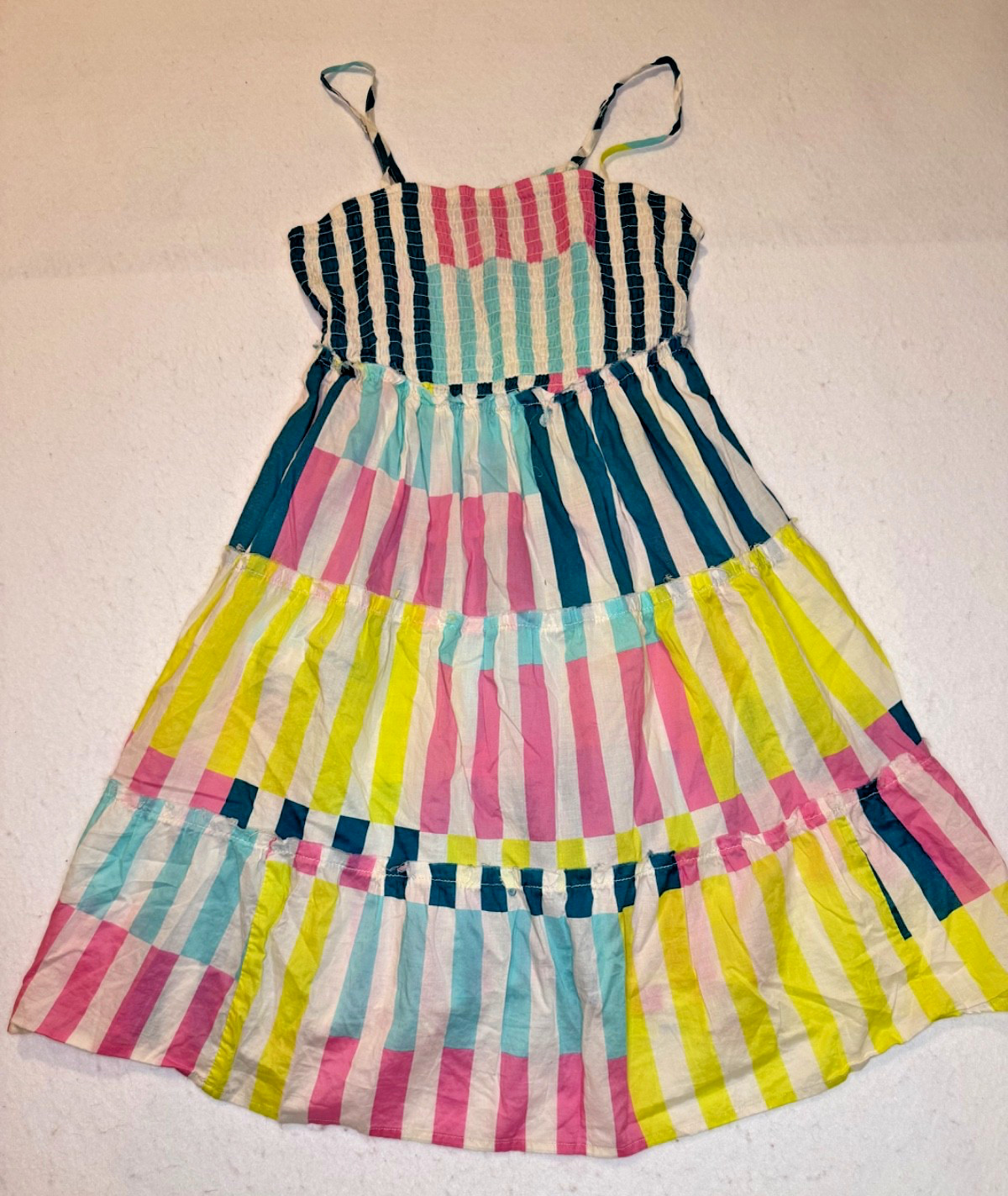 Torrid Tiered Smocked SunDress Size 2 Multicolor Rainbow Striped Cotton Resort
