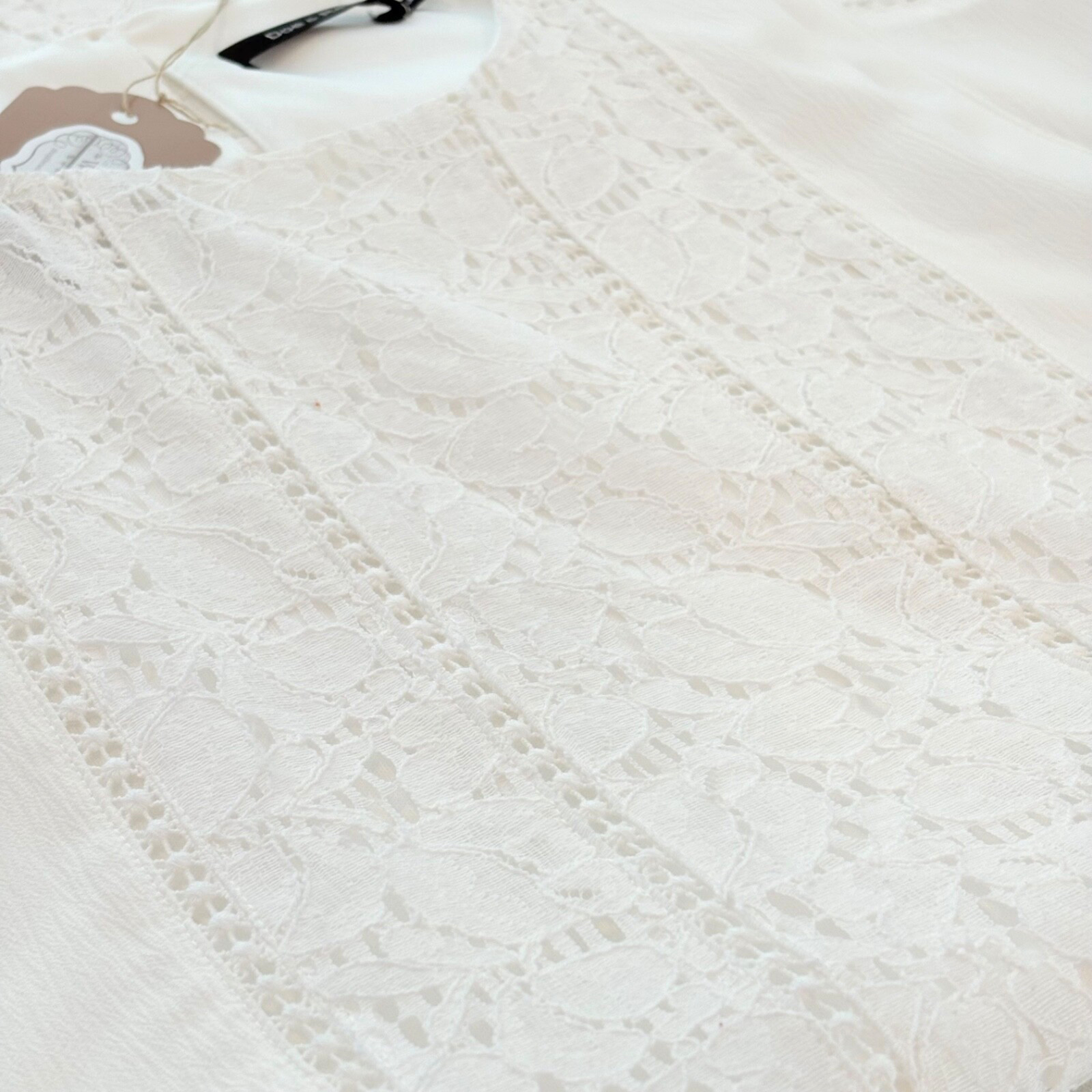 Doe & Rae White Lace Sleeveless Shift Dress Womens Sz Large NWT Lined Boho Chic