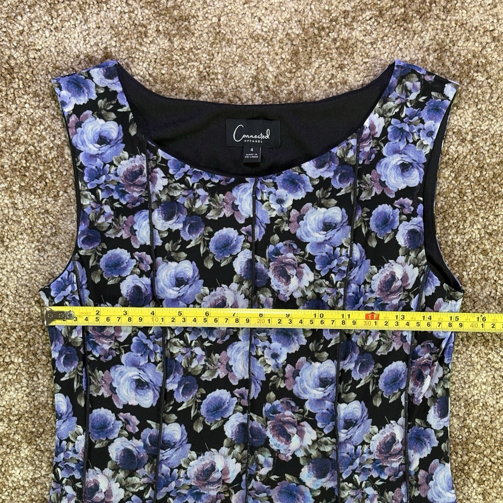 Connected Apparel Floral Lightweight & Breathable Sleeveless Midi Dress Size 4