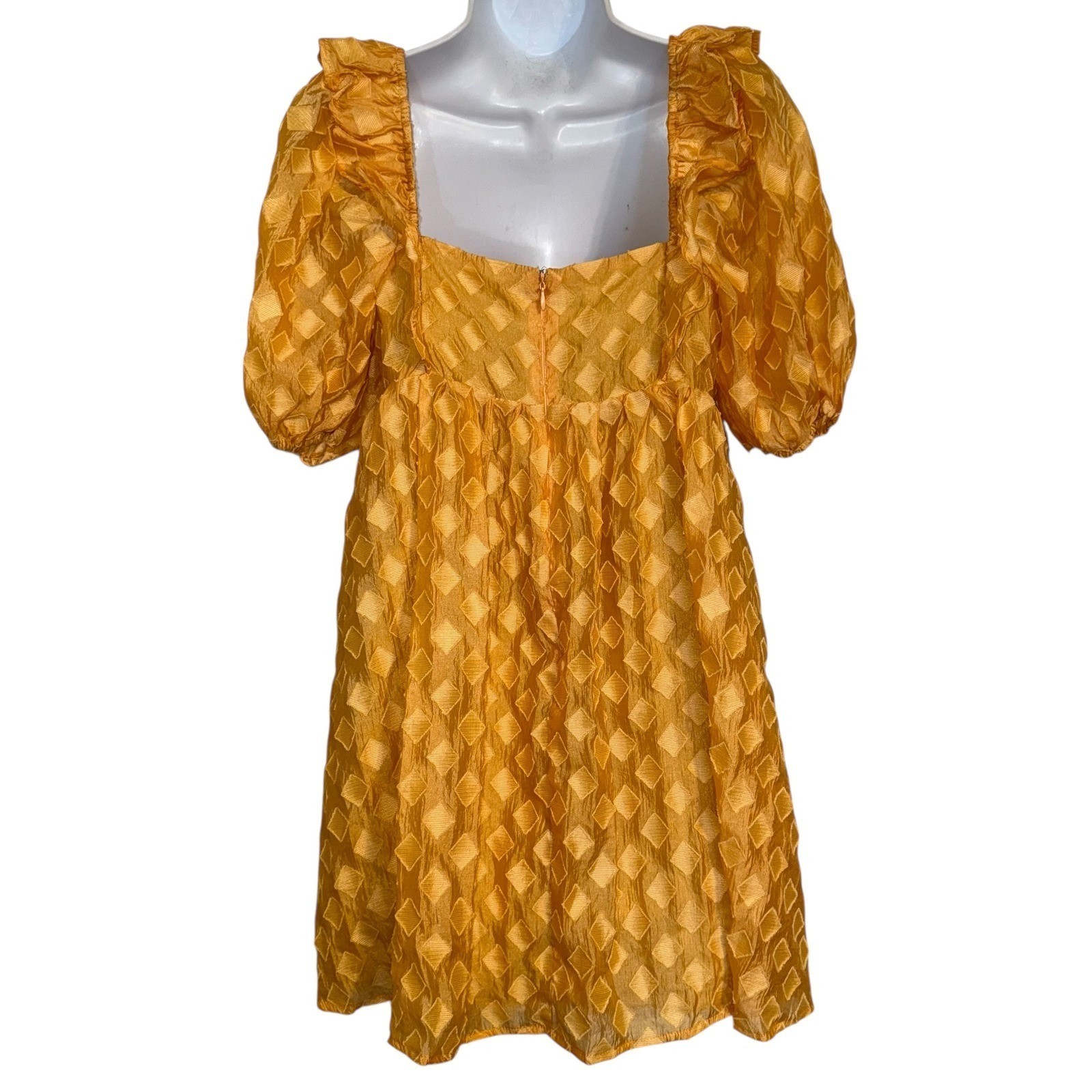 STORIA Unforgettable Golden Sunrise Textured Babydoll Dress Small