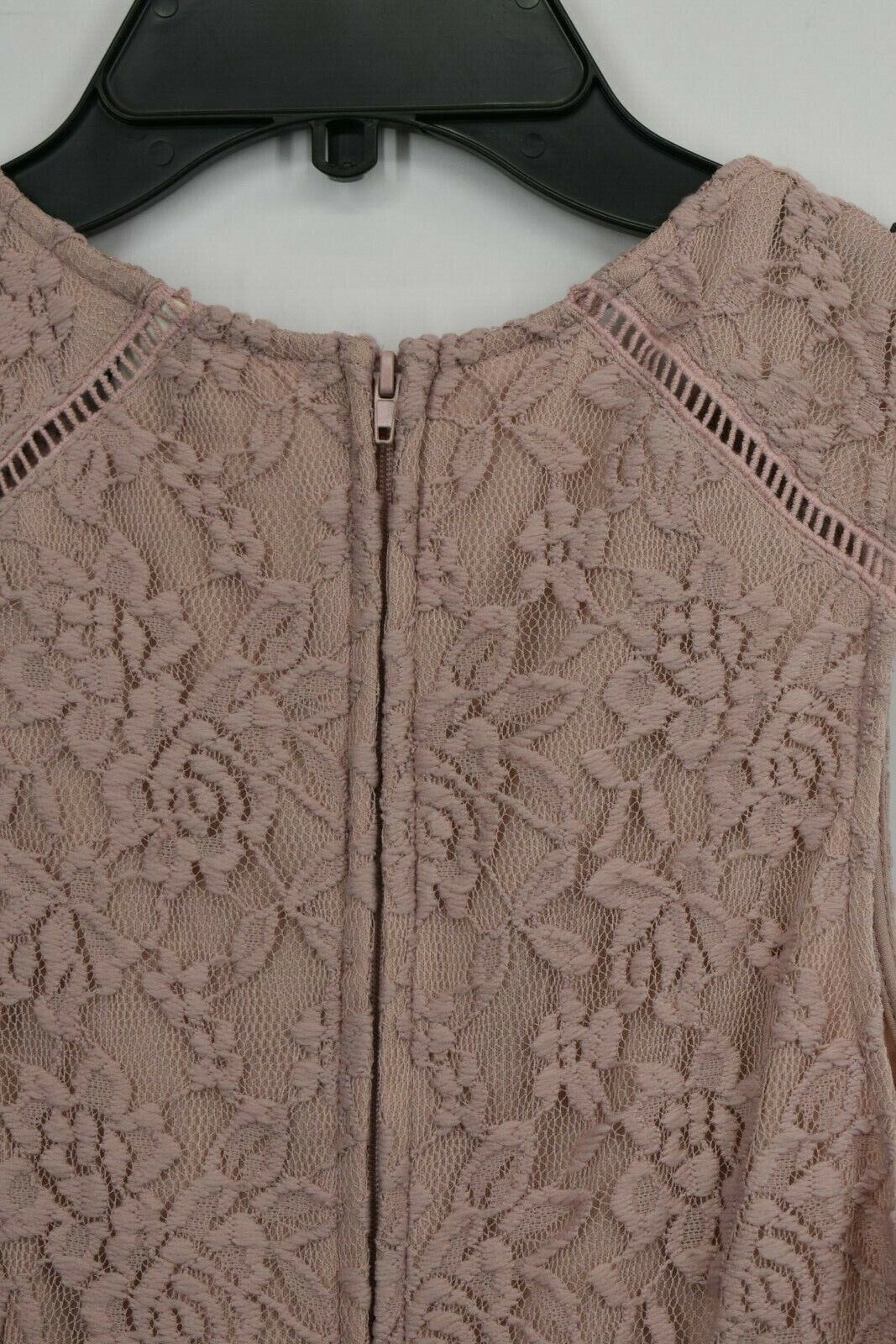 Speechless Womens Lace Bodice Ruffle Crepe Dress Jewel Neck Sleeveless Zip M