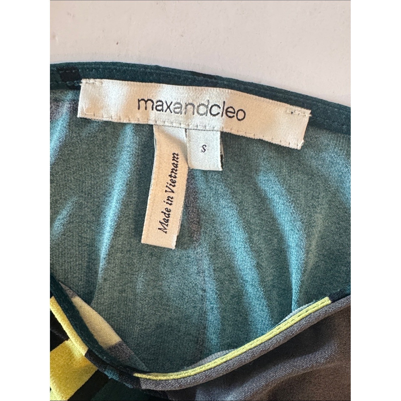 Max & Cleo Jersey Stretch Midi Dress Abstract Green Floral- size S