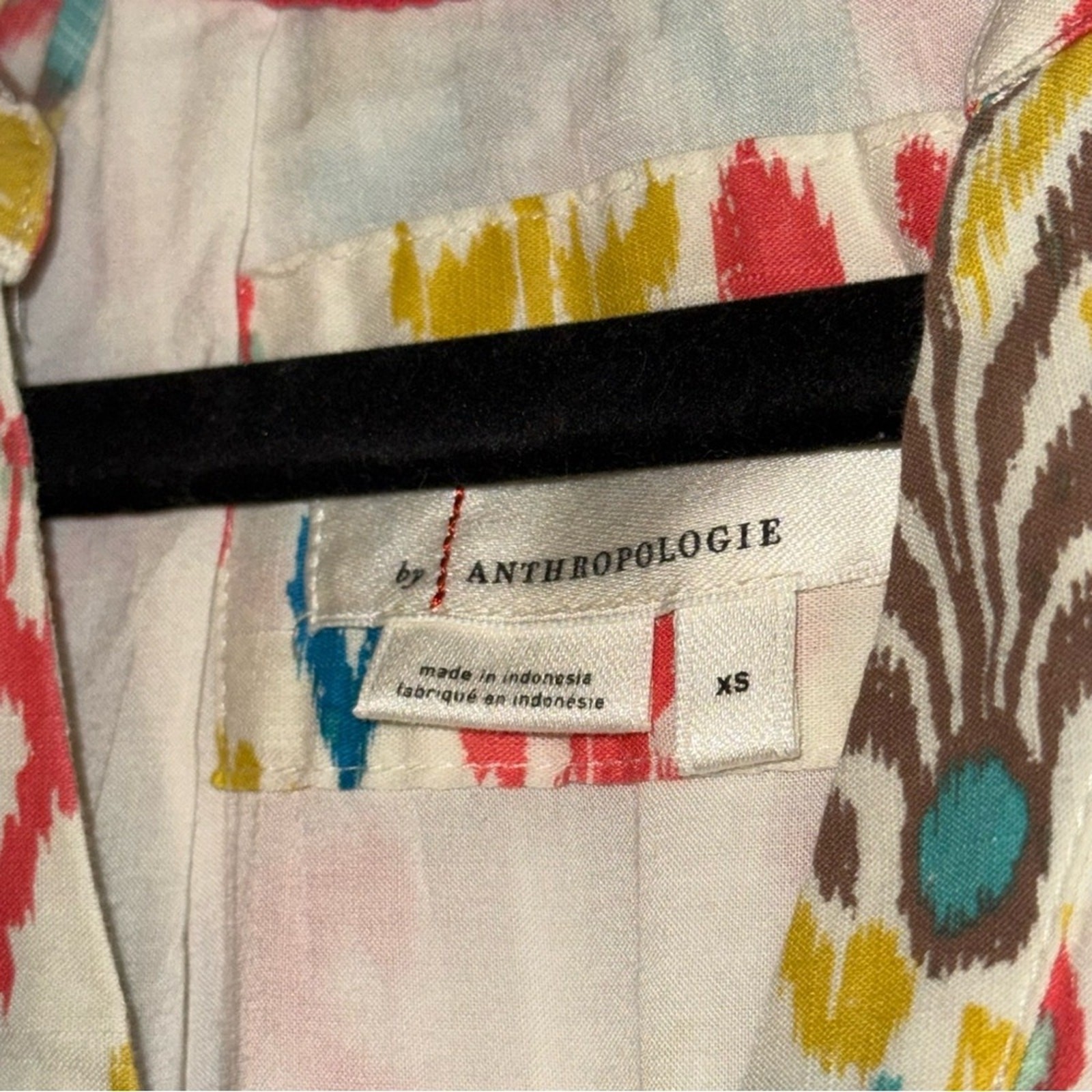 Anthropologie Ikat Print Smocked Midi Dress XS Boho Tiered