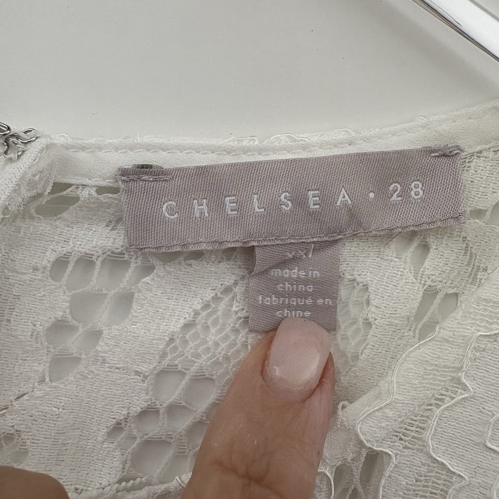 NWT Chelsea 28 Womens White Lace Pleated Tiered Maxi Dress Size XXL