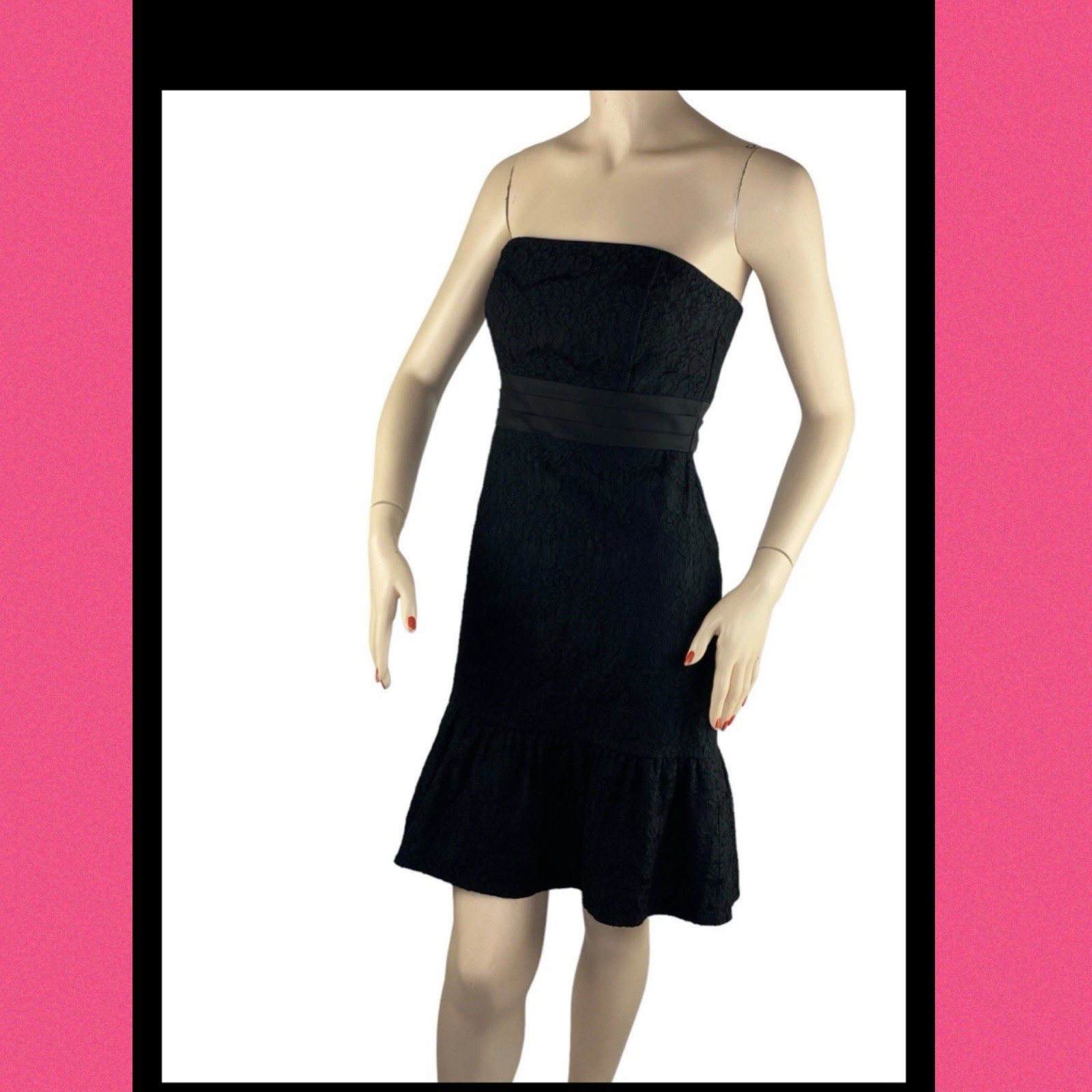 NWT $200 WHBM White House Black Market Strapless Black Mini Dress 2 Coquette