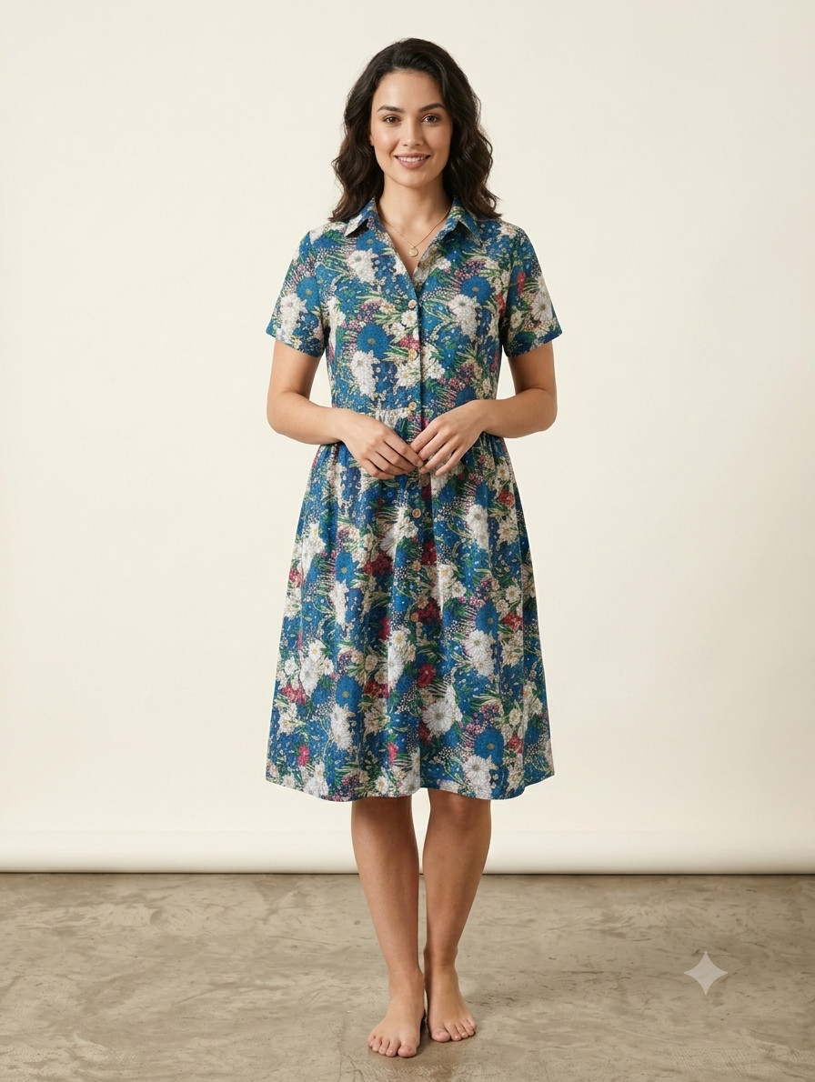 Pluss Collection Plus size 3XL Womens cotton summer button down dress