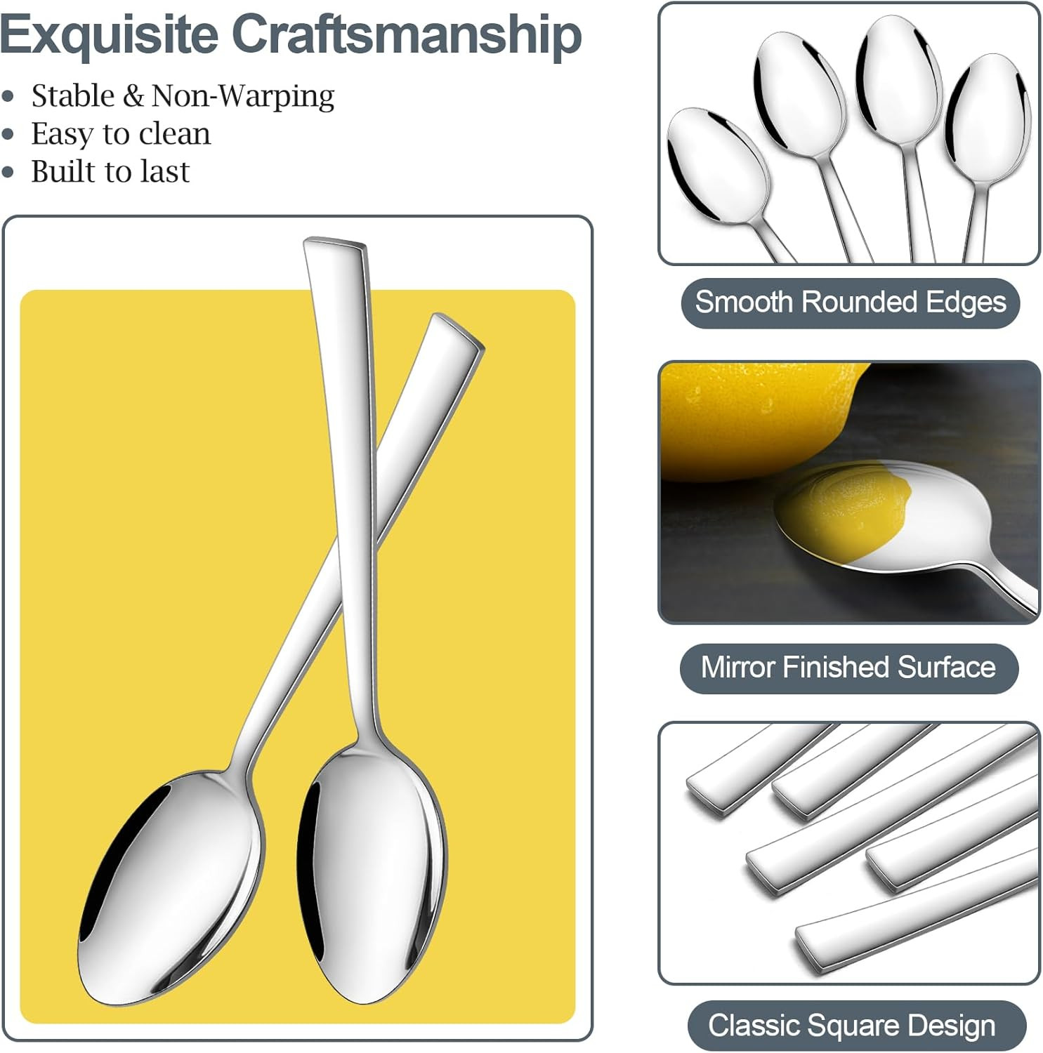 Teaspoon Set (12 Pieces), 6.7″ Stainless Steel Mini Tea Spoons, Premium Stirring