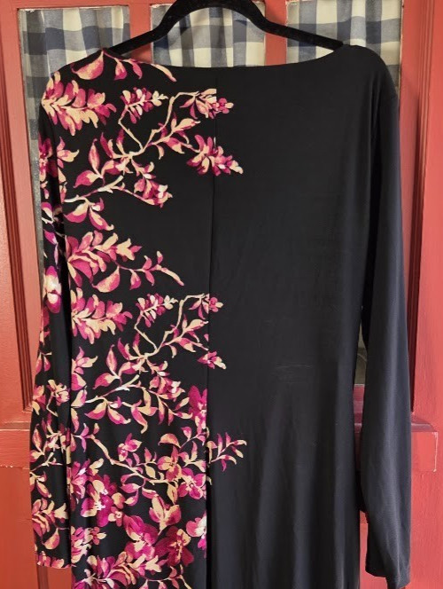Kasper Women’s Classic Black Pink Multicolor Floral Midi Dress Size XL NWT