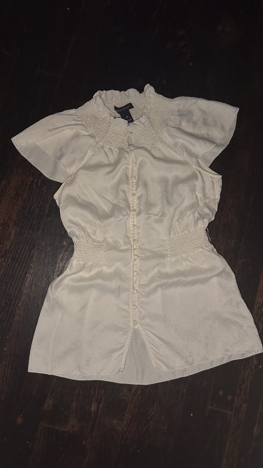 Y2K Business Casual CottageCore White House Black Market 100% Silk Sinched Top