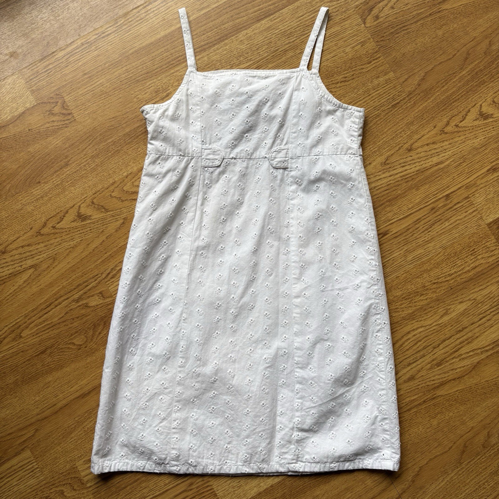 American Eagle Vtg White Eyelet Shift Sundress Summer Cotton Cottagecore Sz 0