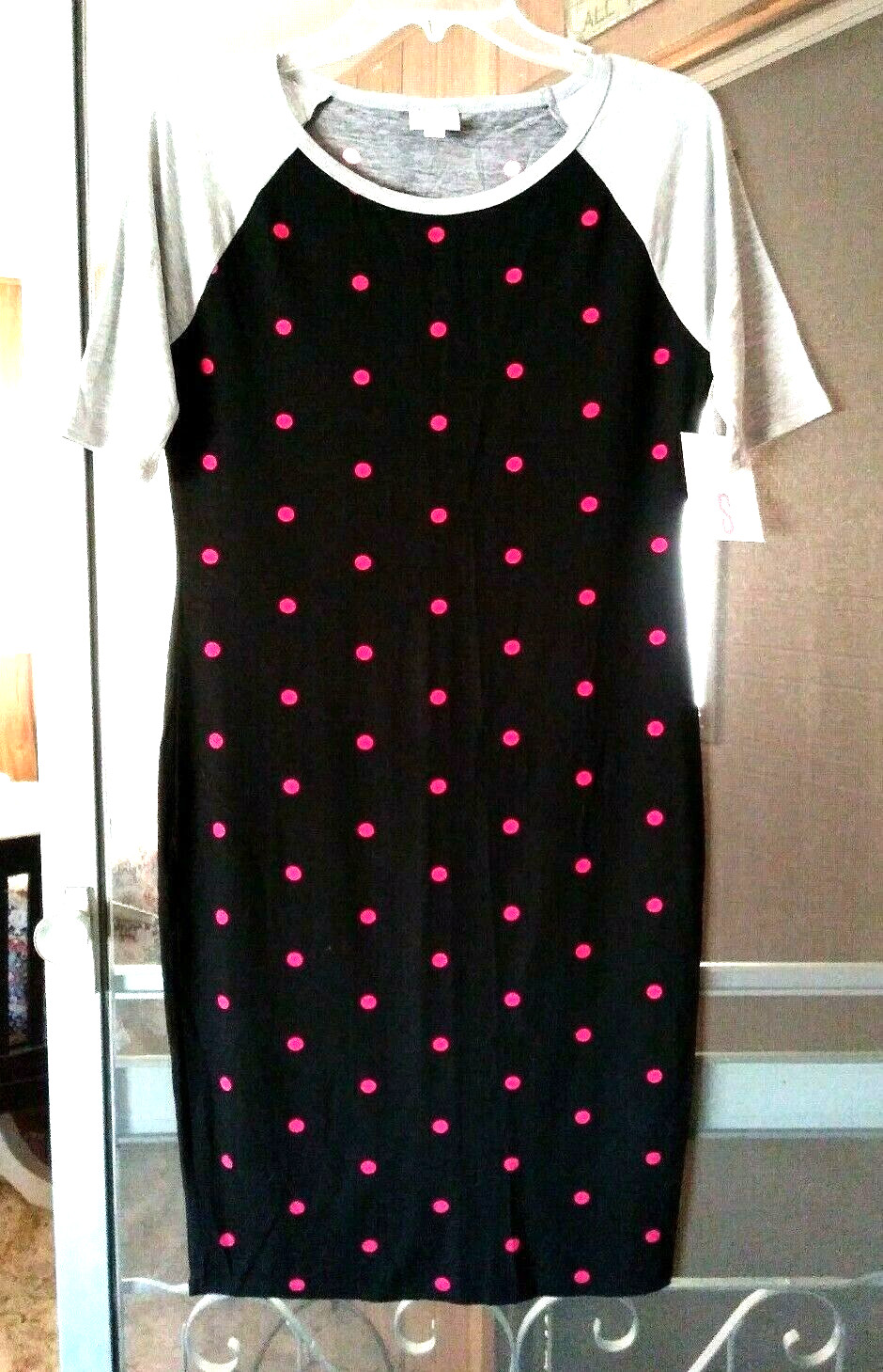 NEW LULAROE JULIA BLACK WITH RED POLKA DOTS PENCIL DRESS SIZE S BNWT