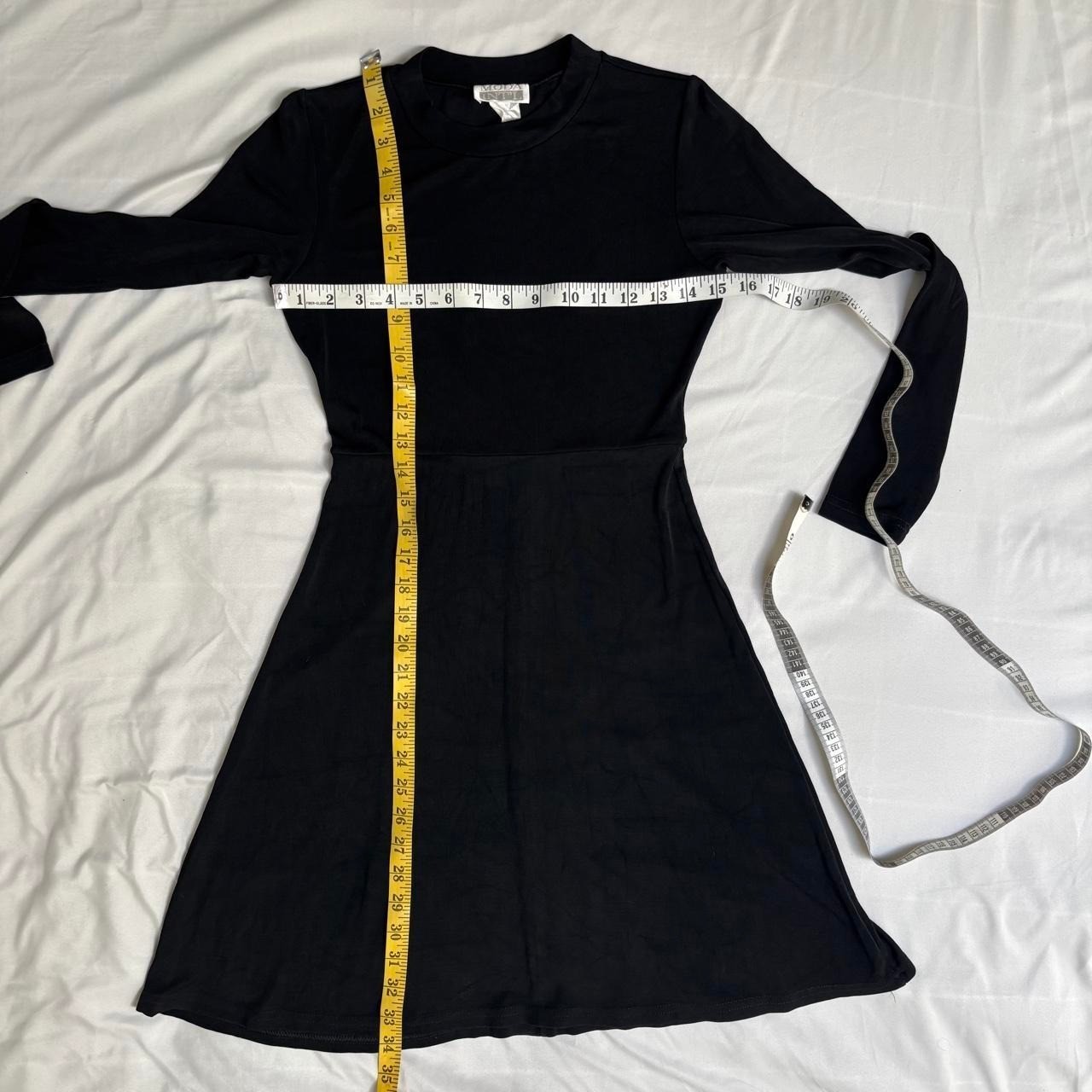 Moda International Black Slinky Long Sleeve Mini Dress Stretchy Vintage 90s XS