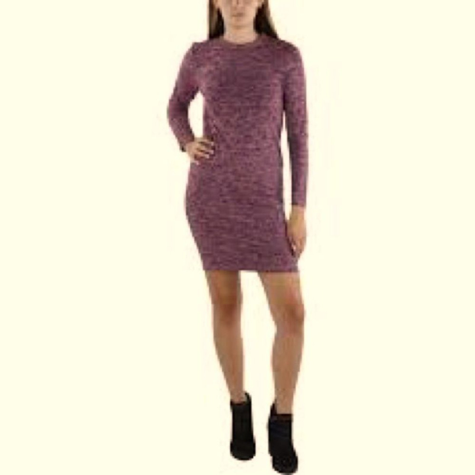 French Connection- NWT- Mini Sweater Dress- heathered pink/purple/black medium