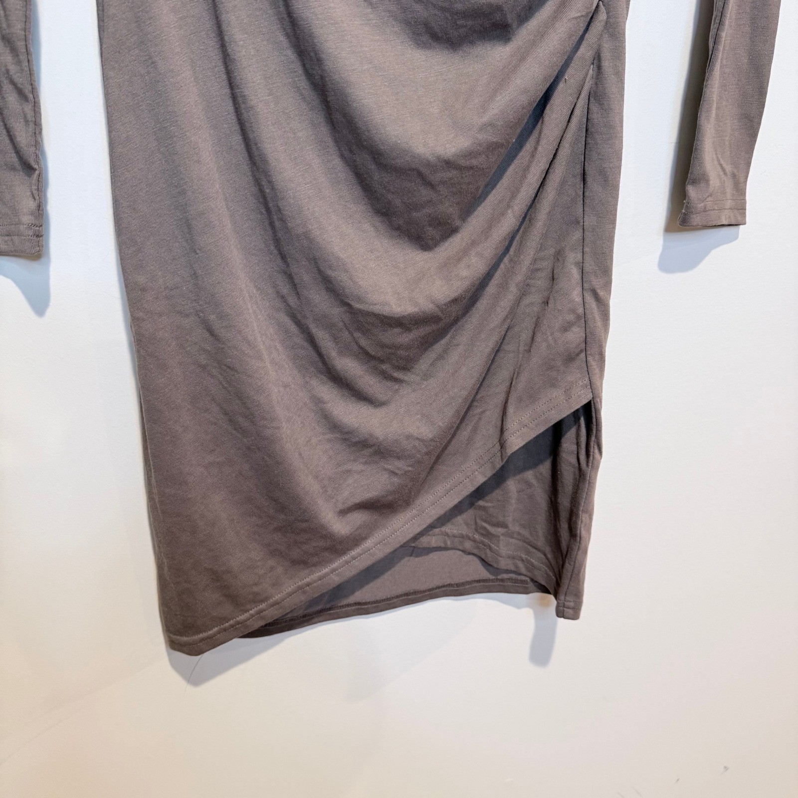 MELROSE & MARKET Brown Ruched Side Long Sleeve Mini Dress Size S NEW