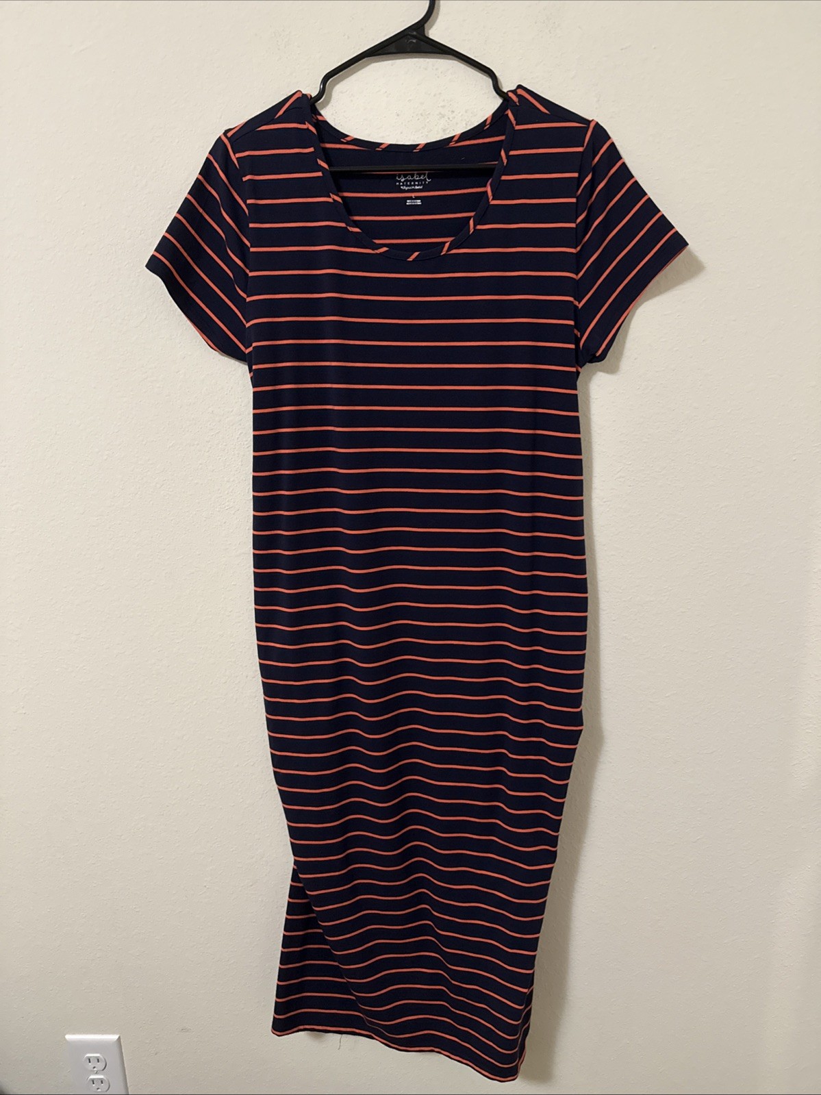 New Isabel Maternity Women’s SS Scoop Ruched T-Shirt Dress Size Large