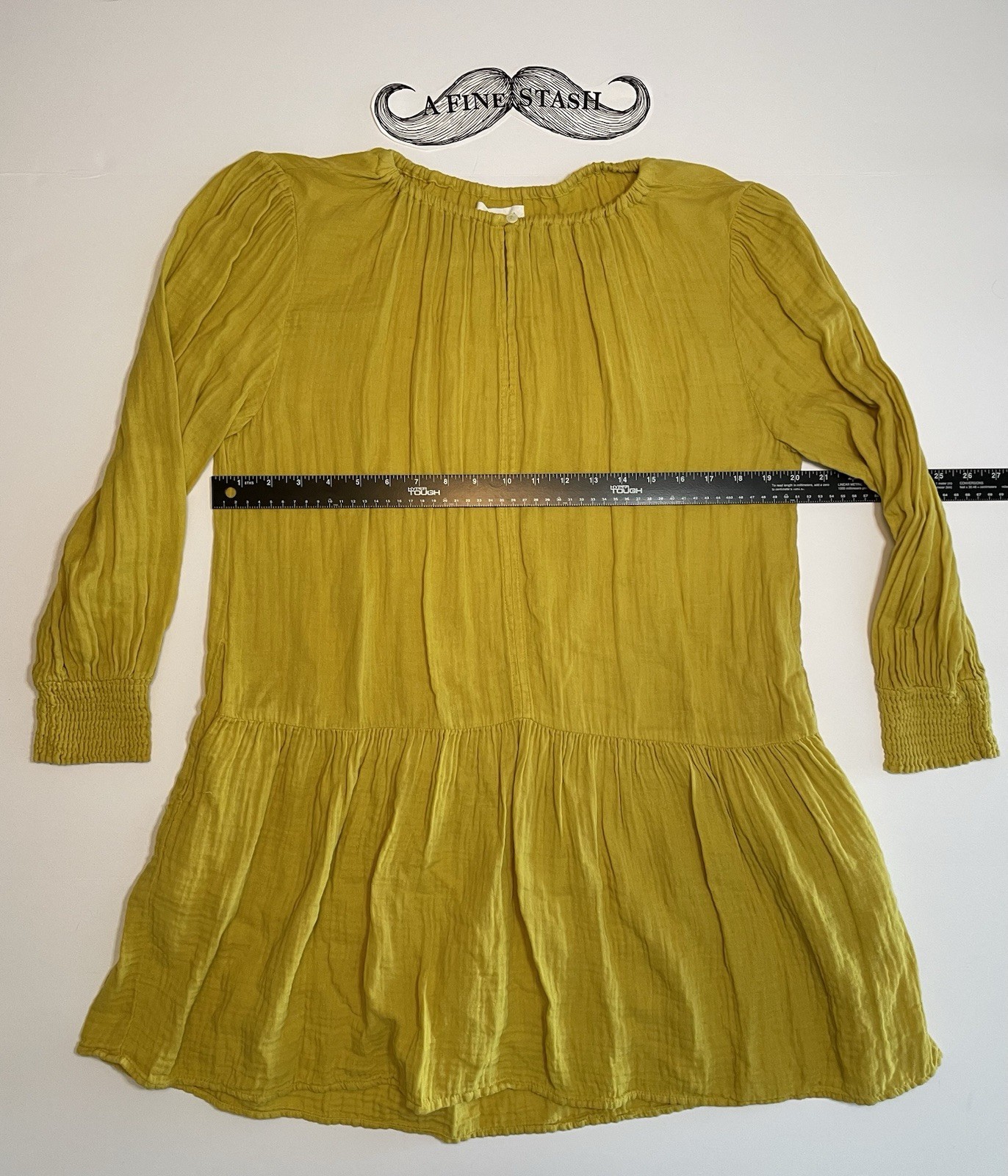 Velvet by Graham & Spencer Dress XS Mustard Gold Cotton Gauze Mini Peasant Boho